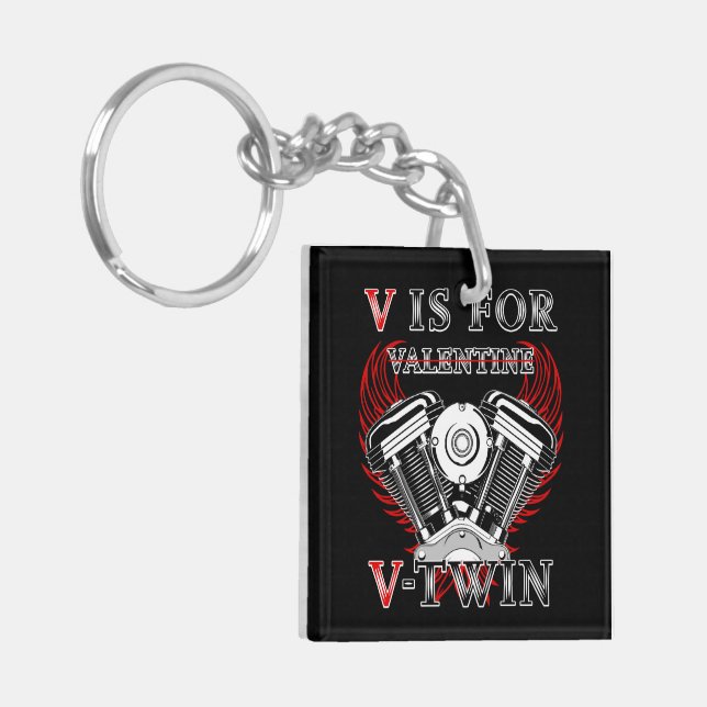 Llavero V is for Valentine, V-Twin Motorcycle. Biker (Frente Izquierda)