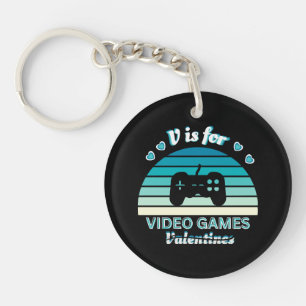 Llavero V para Videojuegos No San Valentín - Gracioso Retr