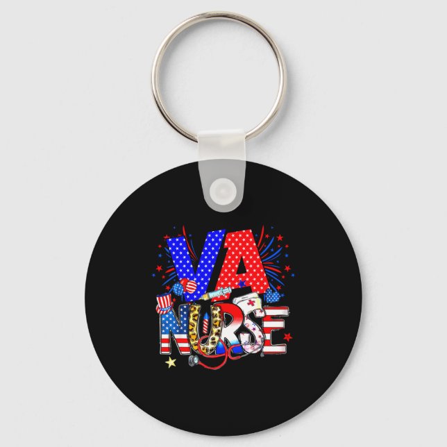 Llavero Va Nurse 4th Of July American Flag Stethoscope  (Anverso)