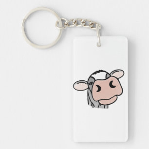 Llavero vaca de dibujos animados negro blanco rosa beso gr