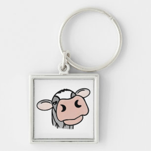 Llavero vaca de dibujos animados negro blanco rosa beso gr