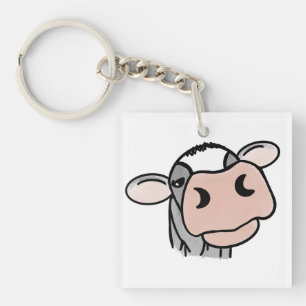 Llavero vaca de dibujos animados negro blanco rosa beso gr