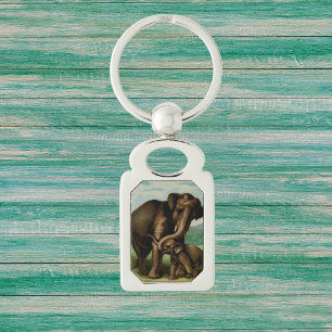 Llavero Vaca de elefante con su bebé
