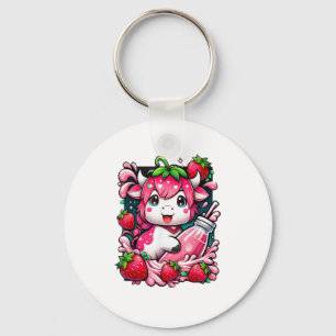 Llavero Vaca de fresa Kawaii Anime Fresa Leche
