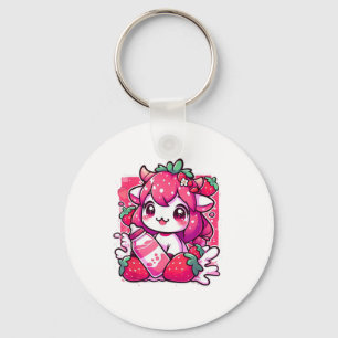 Llavero Vaca de fresa Kawaii Anime Fresa Leche _2_1