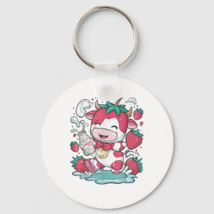 Llavero Vaca de fresa Kawaii Anime Fresa Leche _4