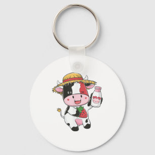 Llavero Vaca de fresa Kawaii Anime Fresa Leche _7