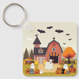 Llavero Vaca de granja linda de Halloween