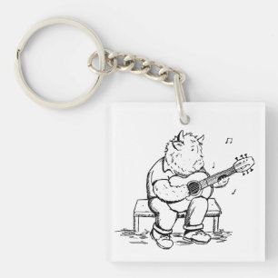 Llavero Vaca de las Tierras Altas Toca Guitarra Acústica