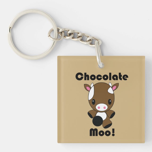 Llavero Vaca del MOO Kawaii del chocolate (Frente)