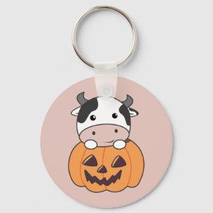 Llavero Vaca En Calabaza Vacas Cuestas Feliz Halloween Key