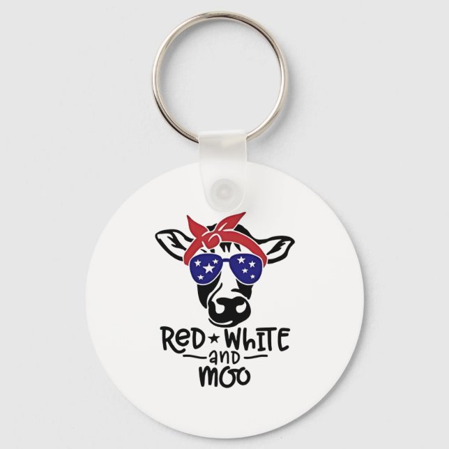 Llavero Vaca patriótica roja y moro 4 de julio (Anverso)