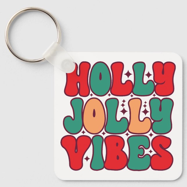 Llavero Vacaciones de los Navidades Holly Jolly Vibes Retr (Anverso)