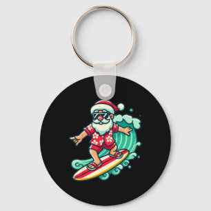 Llavero Vacaciones de Navidad Tropicales de Papá Noel Surf