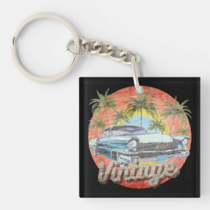 Llavero Vacaciones de verano en coche vintage rústico