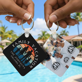 Llavero Vacaciones familiares con manos retro foto solar
