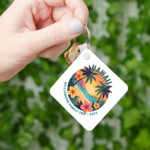 Llavero Vacaciones familiares personalizadas retro Hawai t