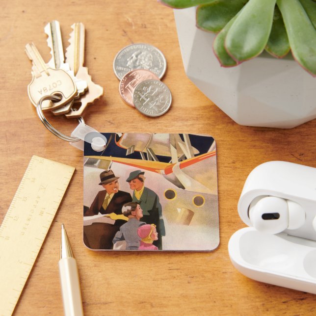 Llavero Vacaciones familiares vintage vía hidroavión con h (Escritorio )