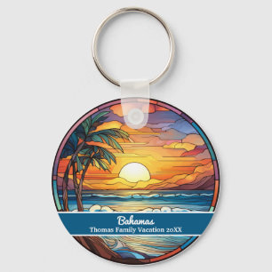 Llavero Vacaciones personalizadas en Bahamas en falso vidr