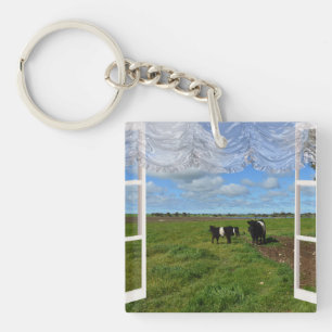 Llavero Vacas gay a través de una ventana, anillo de clave