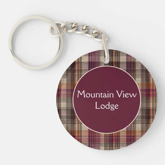 Llavero Vacation Rental custom Keychain Gingham Pattern (Frente)