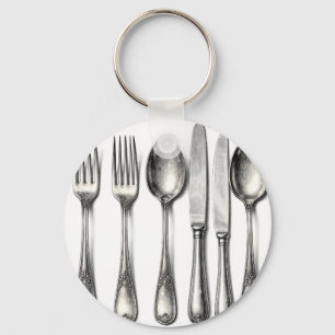 Llavero Vajilla de plata vintage cubiertos de cocina ornam