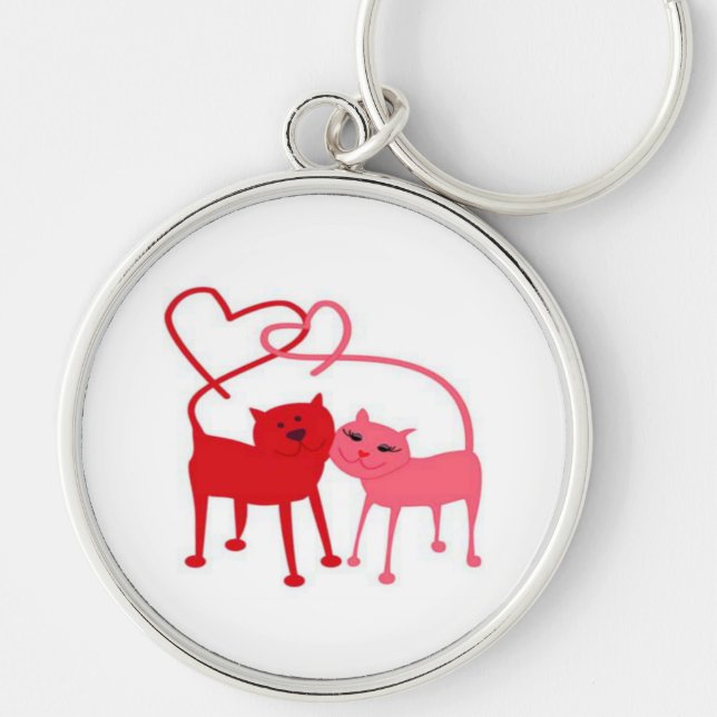 Llavero Valentine Cats Premium Round (Frente)