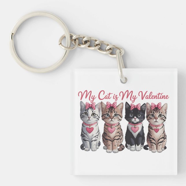 Llavero Valentine Gift | Mi Gato Es Mi Valentín (Frente)