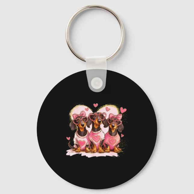 Llavero Valentine’s Day Dog Cute Dachshund Dogs For Dog Mo (Anverso)