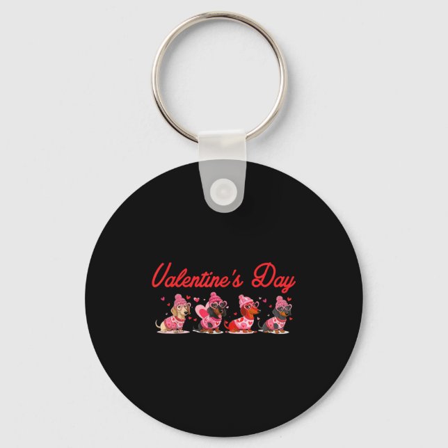 Llavero Valentine’s Day Dog Cute Dachshund Dogs For Dog Mo (Anverso)