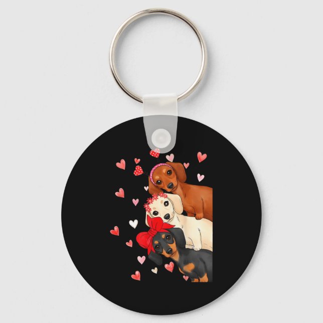Llavero Valentine’s Day Dog Cute Dachshund Dogs For Dog Mo (Anverso)