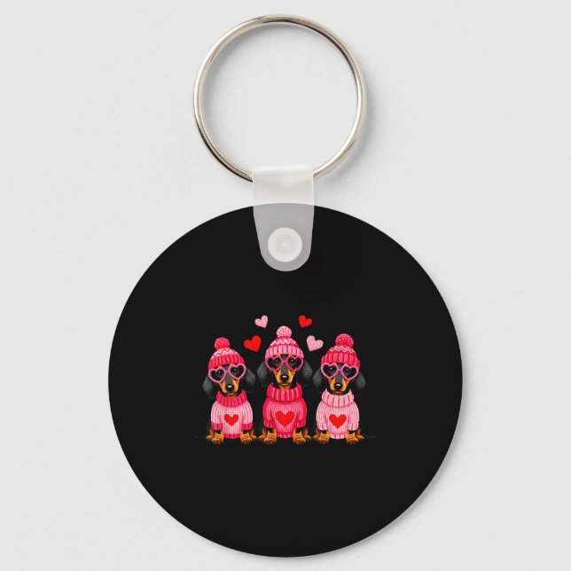 Llavero Valentine’s Day Dog Cute Dachshund Dogs For Dog Mo (Anverso)