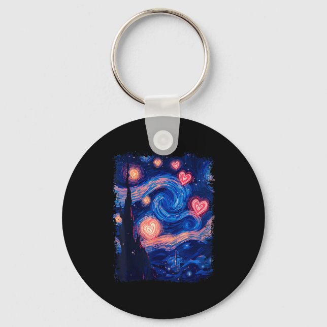 Llavero Valentine Van Gogh Starry Night Heart Matching Cou (Anverso)