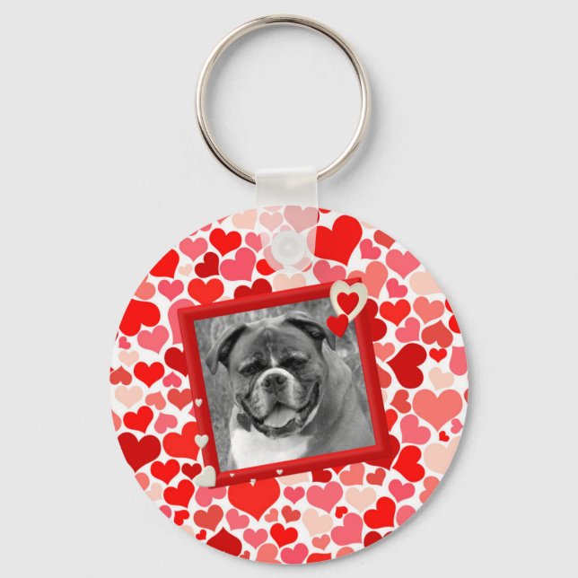 Llavero Valentines Boxer Dog Hearts (Anverso)