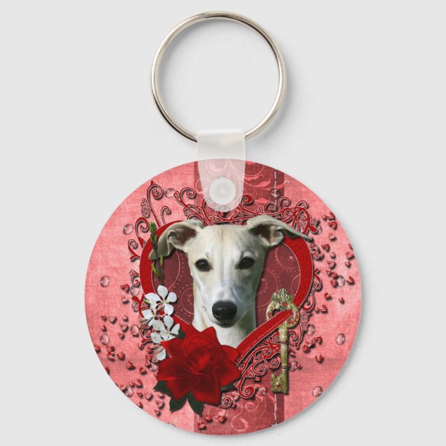 Llavero Valentines - Clave para mi corazón - Whippet (Anverso)