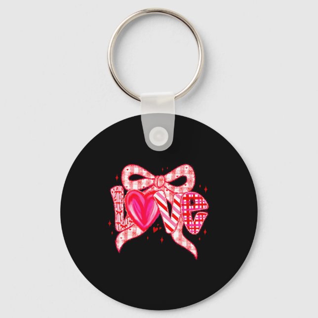 Llavero Valentines Day Love Funny Coquette Bow Checkered N (Anverso)