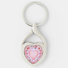 Llavero Valentine's Day, Pink Love Heart, Soft Purple Back