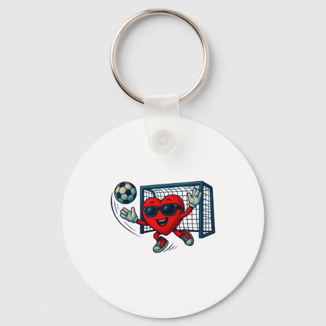 Llavero Valentines Day Soccer Goalkeeper Funny Heart Boys  (Anverso)
