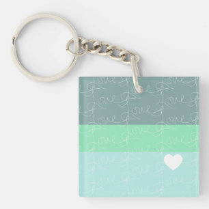 Llavero Valentines Heart-Drawn Love Blue Green
