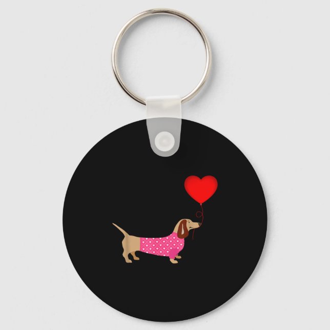 Llavero Valentines Weiner Daschund Doxie In Dog Dress  (Anverso)