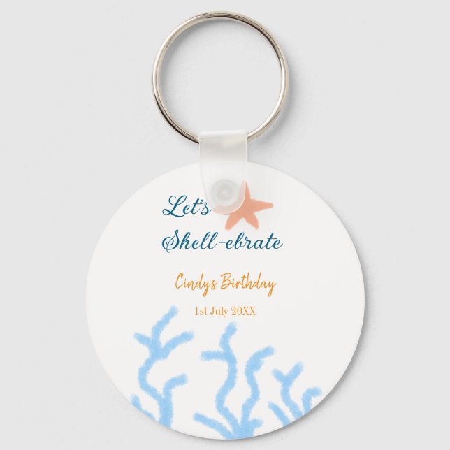 Llavero Vamos a celebrar bajo el mar azul cumpleaños (Anverso)