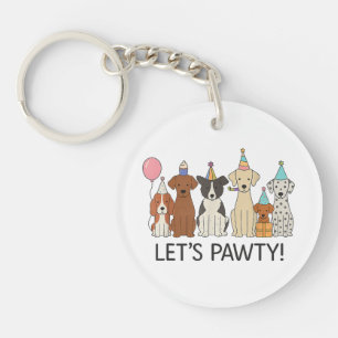 Llavero Vamos a Pawty Fiesta de Perros Adorables Celebraci