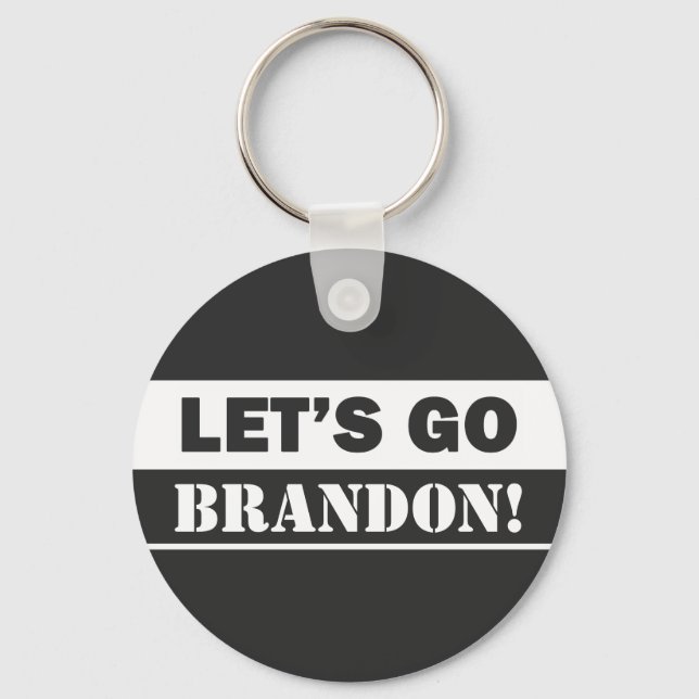 Llavero "Vamos Brandon" Keychain blanco y negro (Anverso)