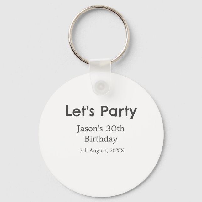 Llavero Vamos fiesta feliz 30 cumpleaños nombre gris simpl (Anverso)