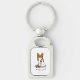 Llavero ¡Vamos! (paseo) Papillon (blanco y rojo) Perro Cut