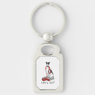 Llavero ¡Vamos! (paseo) Perro Greyhound (blanco negro) Gra