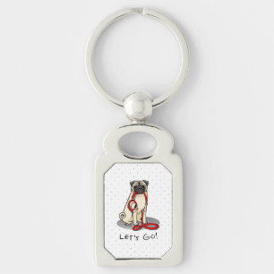 Llavero ¡Vamos! (paseo) Perro Pug (flor claro) Cute de cor