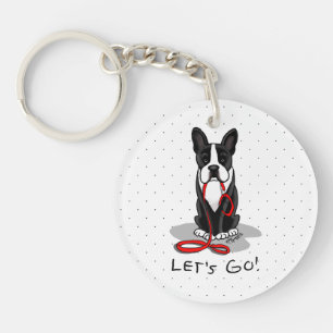 Llavero ¡Vamos! Perro gracioso de Boston Terrier (negro)