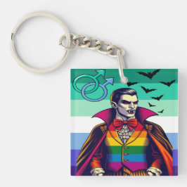Llavero Vampiro gay con ropa de bandera arco iris