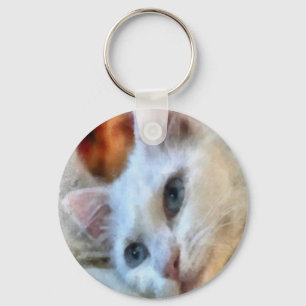 Llavero Van Cat Con Retrato Mascota De Ojos Azules